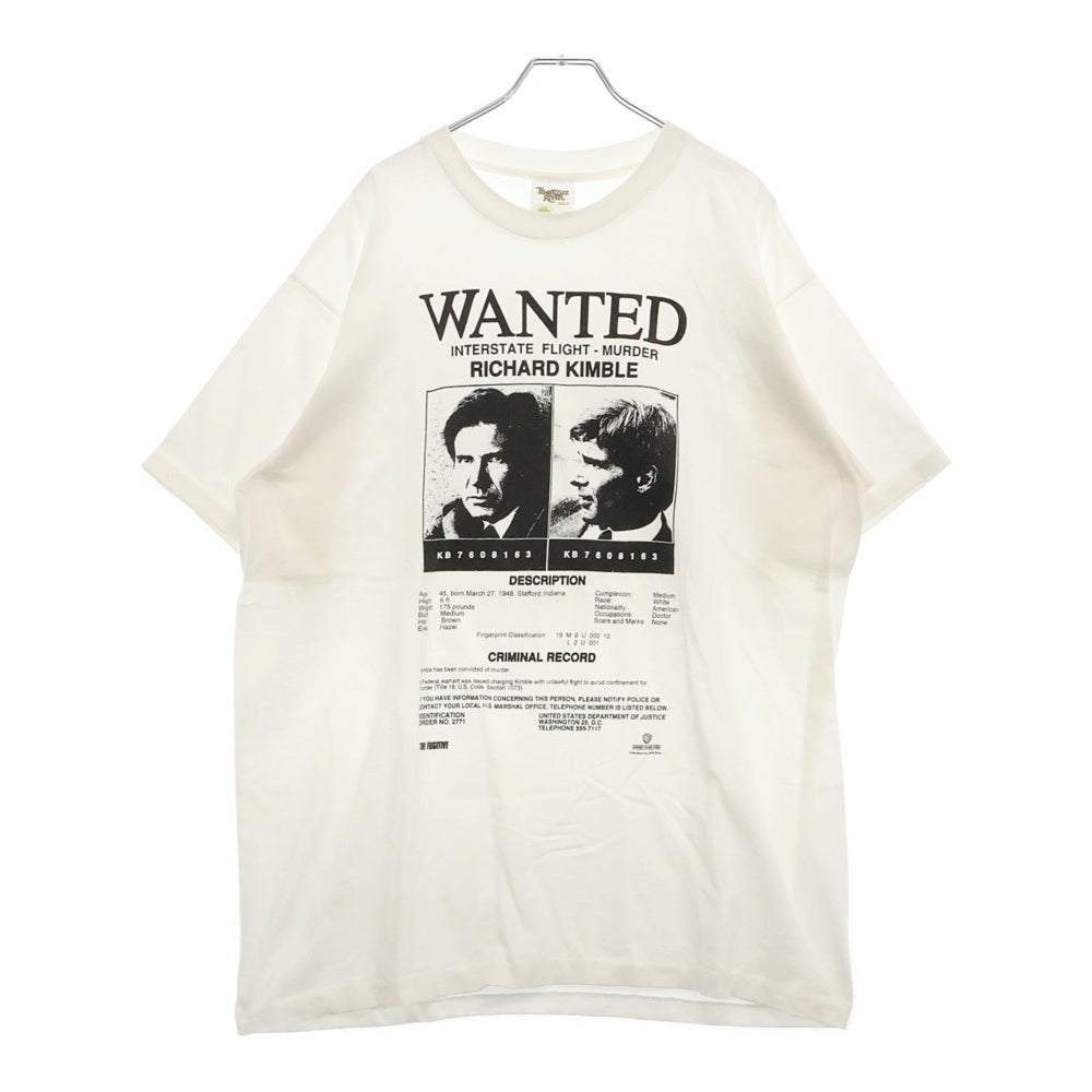 VINTAGE(ヴィンテージ) 90s 1993 THE FUGITIVE MOVIE TEE 逃走者を探せ ムービー フロントプリント半袖Tシャツ カットソー ホワイト