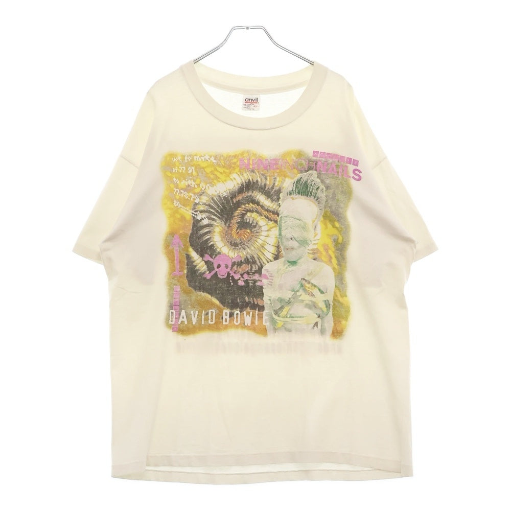 VINTAGE(ヴィンテージ) 90s NINE INCH NAILS and DAVID BOWIE ナインインチネイルズ デヴィッド・ボウイ 両面プリント Tシャツ 半袖カットソー ホワイト