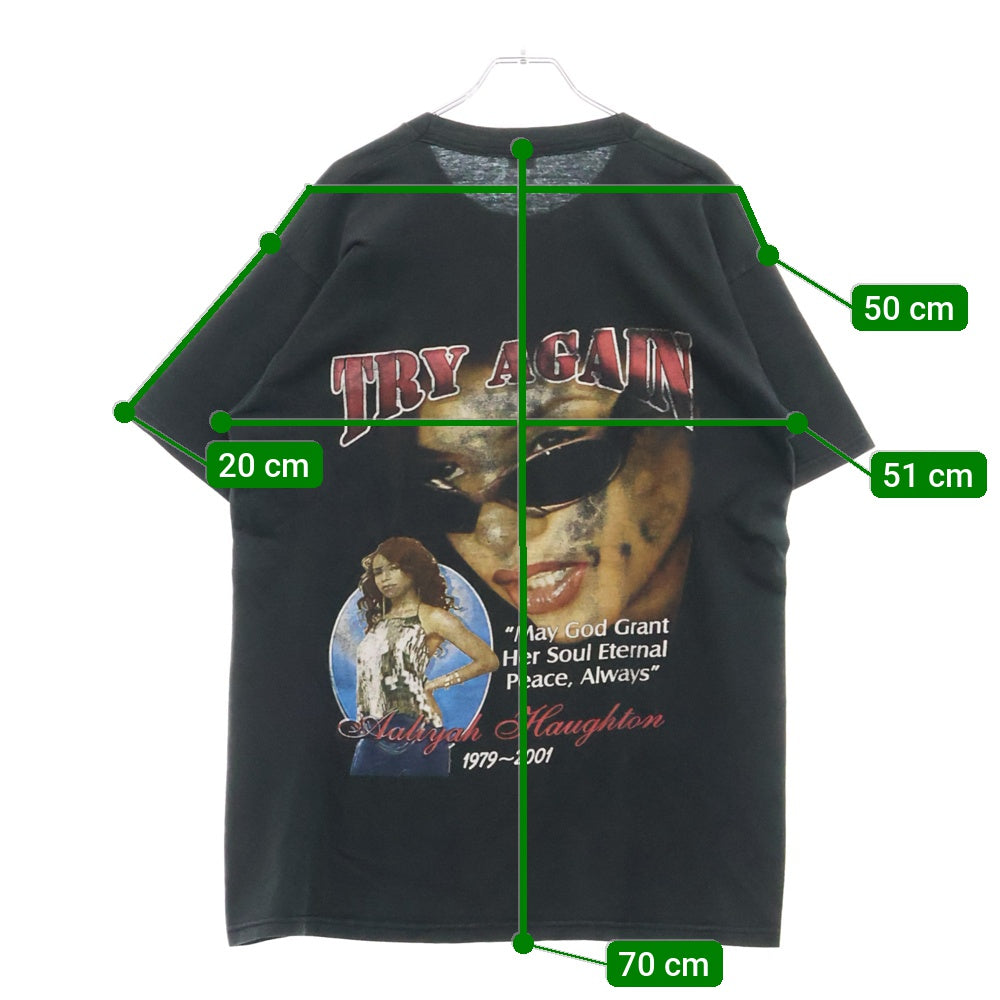 VINTAGE(ヴィンテージ) 00s Aaliyah Dana Haughton TRY AGAIN アリーヤ トライアゲイン Tシャツ 半袖カットソー ブラック