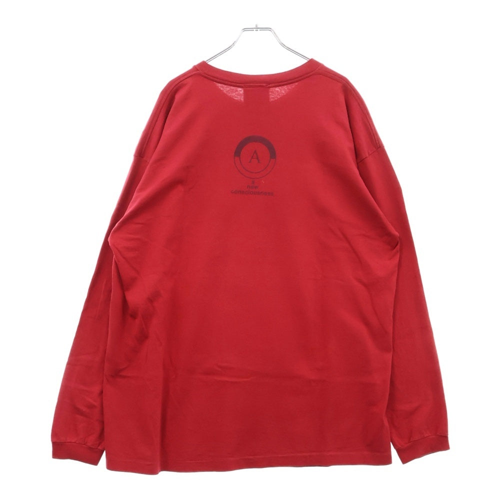 VINTAGE(ヴィンテージ) 90S ANARCHIC ADJUSTMENT PHOTO LADY FACE LS TEE アナーキックアジャスメント 両目プリント長袖Tシャツ 長袖カットソー レッド