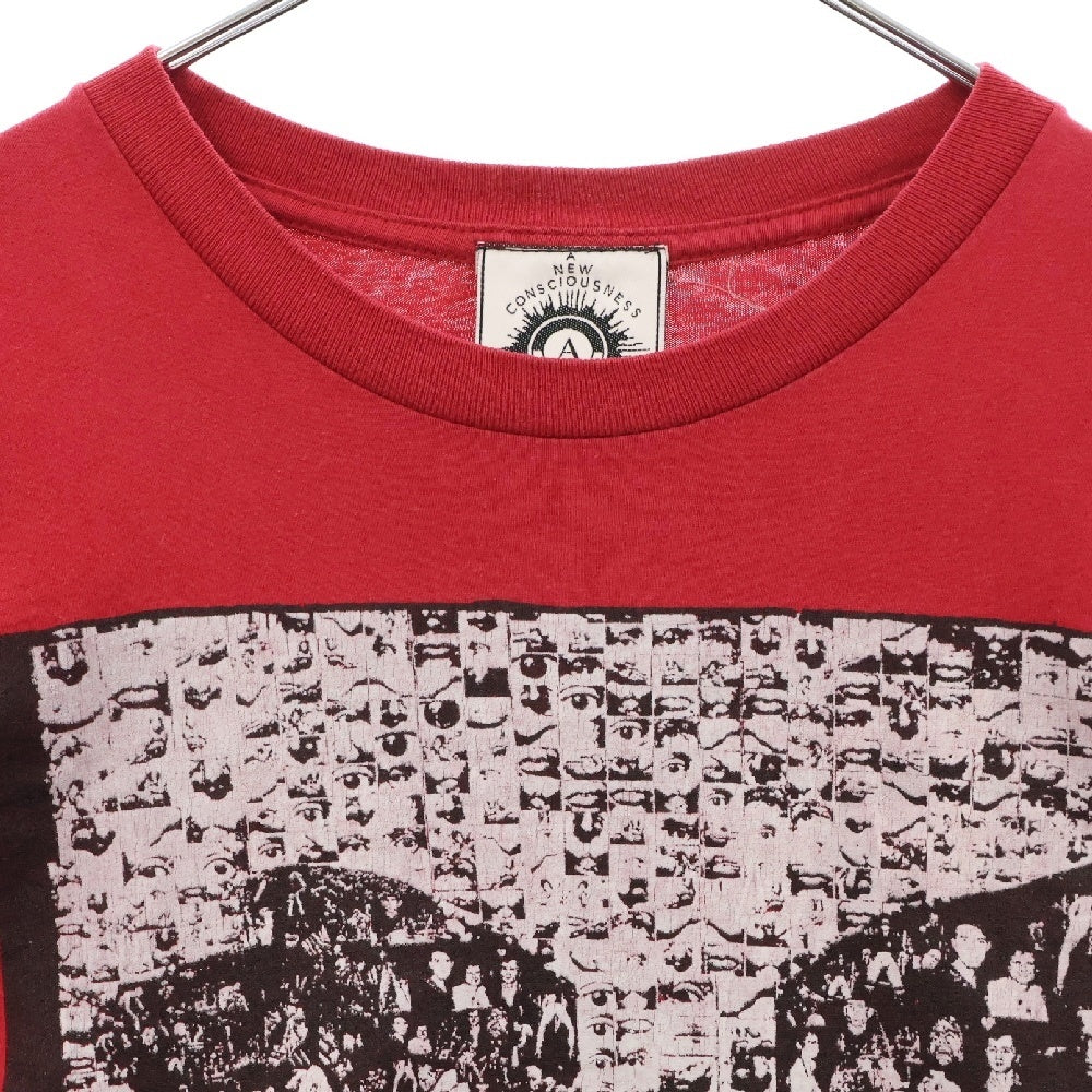 VINTAGE(ヴィンテージ) 90S ANARCHIC ADJUSTMENT PHOTO LADY FACE LS TEE アナーキックアジャスメント 両目プリント長袖Tシャツ 長袖カットソー レッド