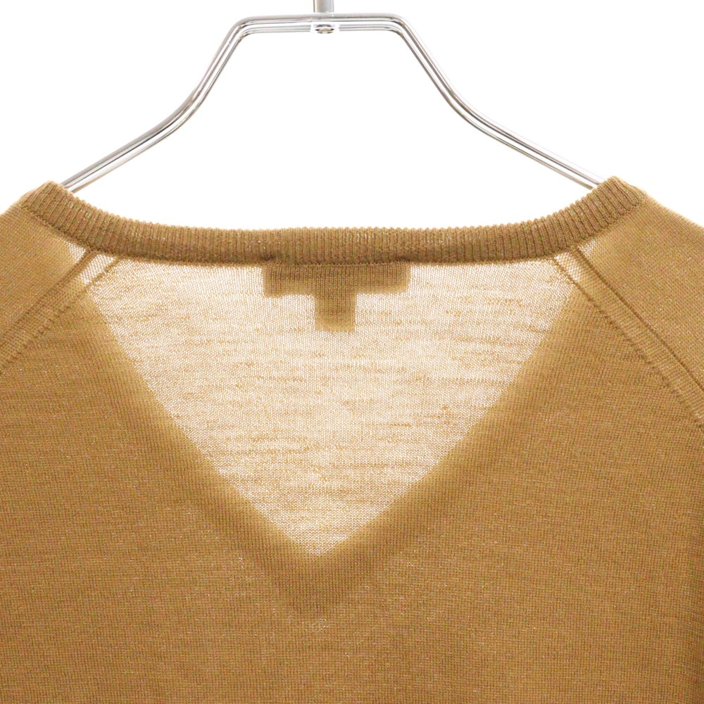 JOHN SMEDLEY(ジョンスメドレー) ハイゲージ Vネック ニット キャメル