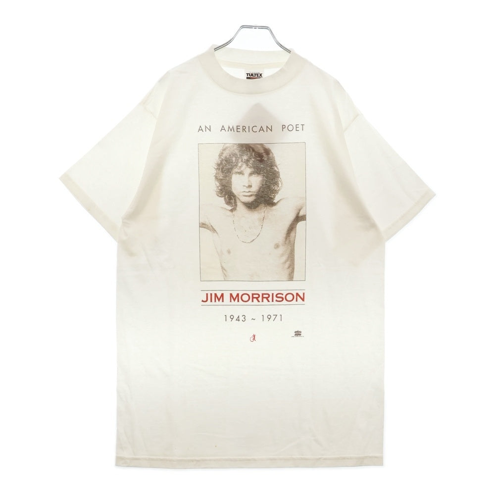 VINTAGE(ヴィンテージ) 90S JIM MORRISON AN AMERICAN POET ジムモリソン 追悼 フォト 半袖シャツ ホワイト