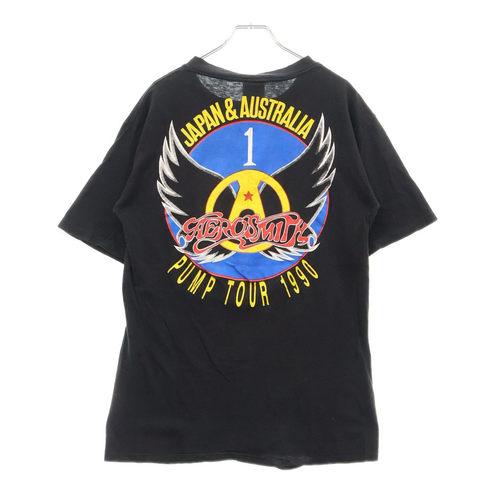 VINTAGE(ヴィンテージ) 90S AEROSMITH PUMP TOUR 1990 エアロスミス 両面プリント 半袖Tシャツ ブラック