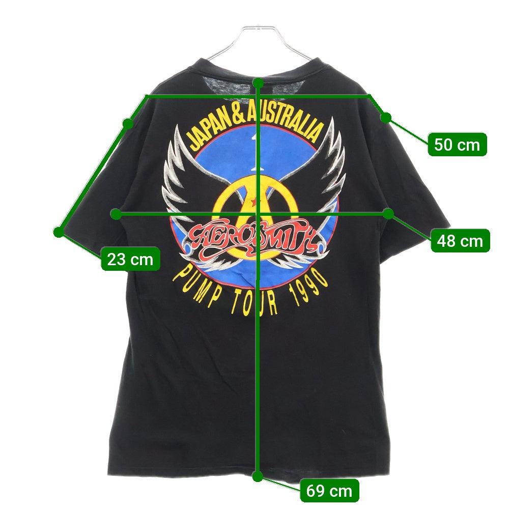 VINTAGE(ヴィンテージ) 90S AEROSMITH PUMP TOUR 1990 エアロスミス 両面プリント 半袖Tシャツ ブラック