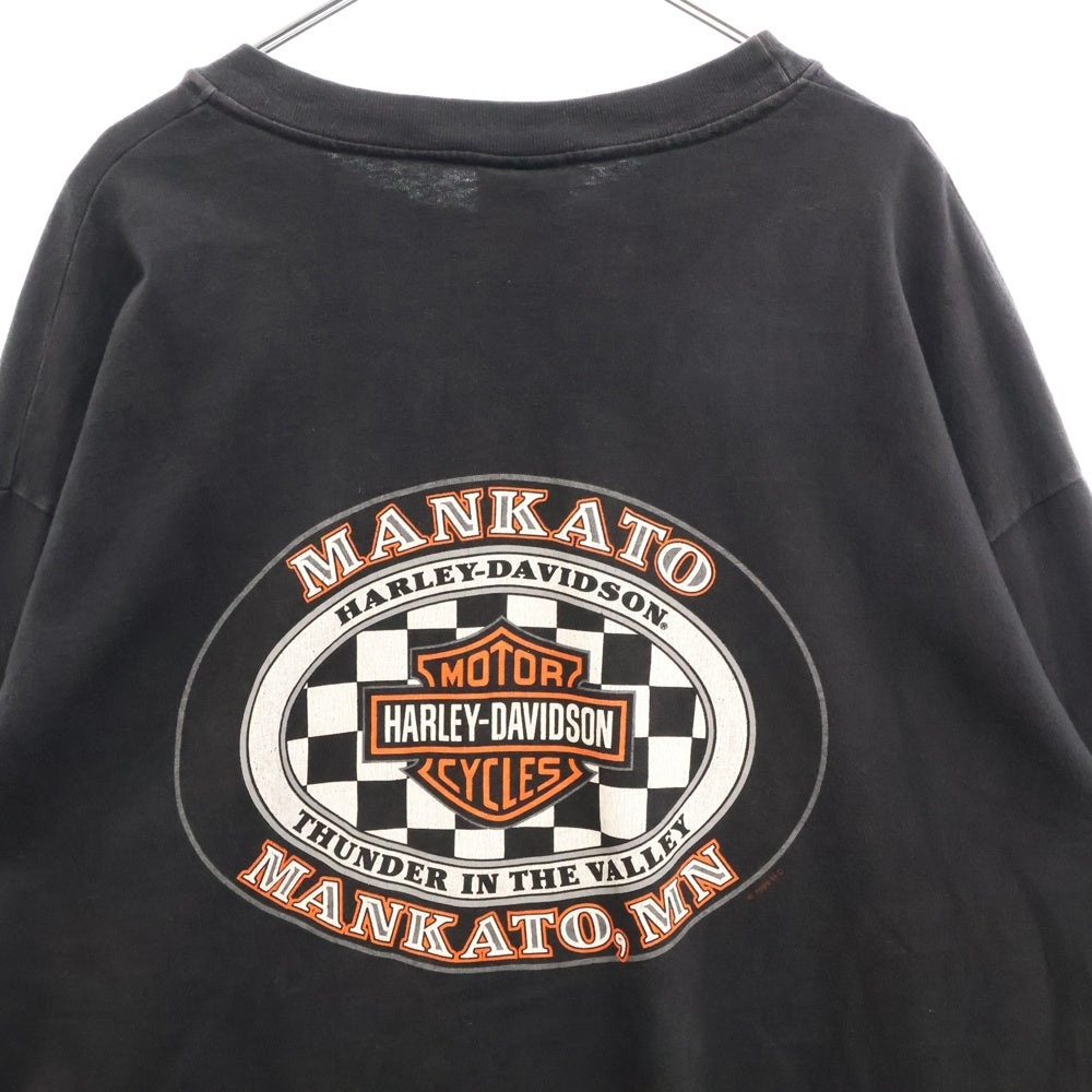VINTAGE(ヴィンテージ) 90S Harley Davidson RED FLAME フレイム プリント ロングスリーブ 長袖Tシャツ ブラック