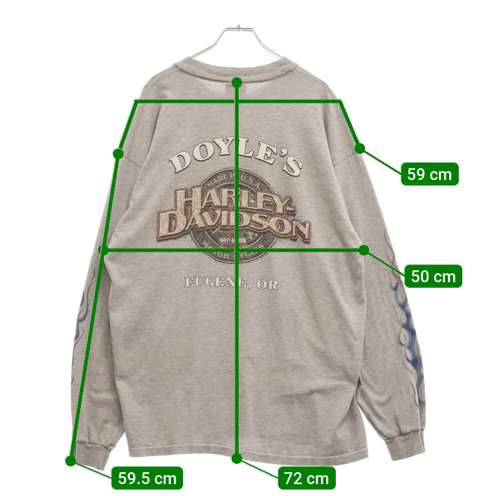 VINTAGE(ヴィンテージ) 90S Harley Davidson GREY FLAME ハーレーダビッドソン フレイム ロングスリーブ 長袖Tシャツ グレー