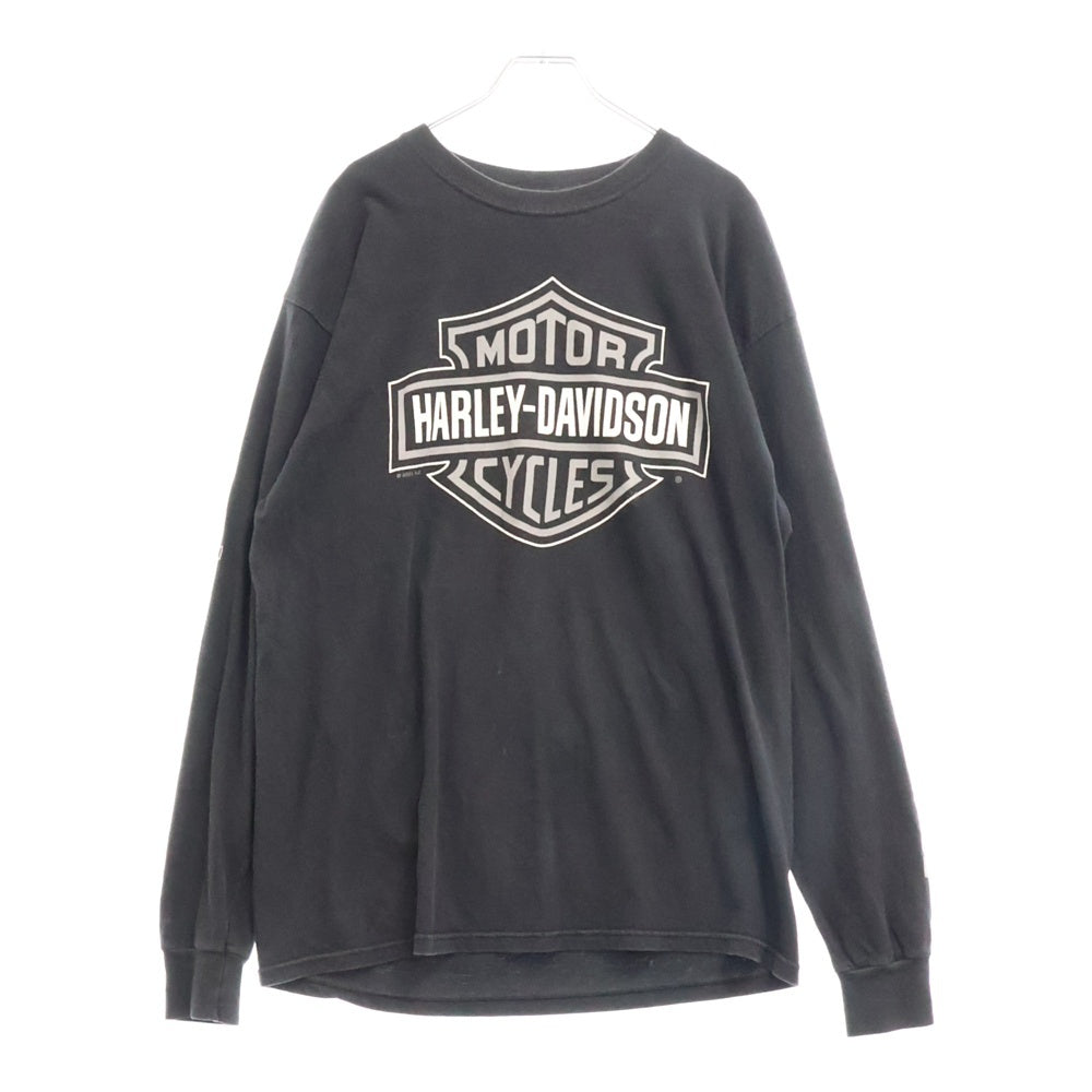 VINTAGE(ヴィンテージ) 90S Harley Davidson BLACK LOGO ハーレーダビッドソン ロゴプリント ロングスリーブ 長袖Tシャツ ブラック