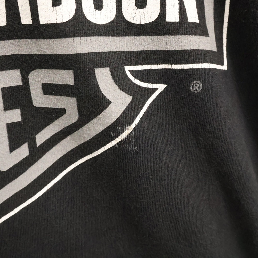 VINTAGE(ヴィンテージ) 90S Harley Davidson BLACK LOGO ハーレーダビッドソン ロゴプリント ロングスリーブ 長袖Tシャツ ブラック