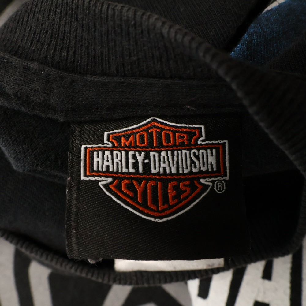 VINTAGE(ヴィンテージ) 90S Harley Davidson BLACK LOGO ハーレーダビッドソン ロゴプリント ロングスリーブ 長袖Tシャツ ブラック