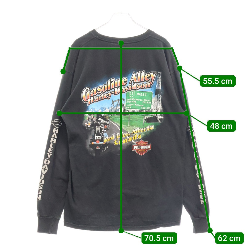 VINTAGE(ヴィンテージ) 90S Harley Davidson BLACK LOGO ハーレーダビッドソン ロゴプリント ロングスリーブ 長袖Tシャツ ブラック