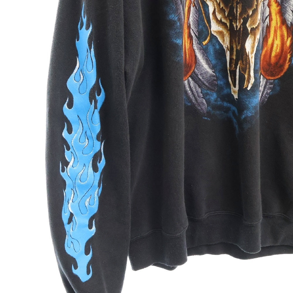 VINTAGE(ヴィンテージ) 90S Harley Davidson BLUE FLAME フレイム プリント クルーネックスウェット ブラック