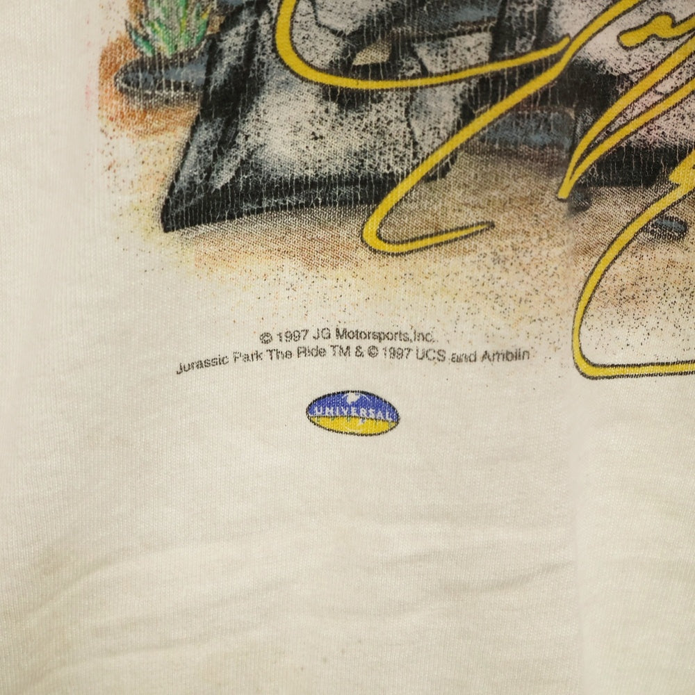 VINTAGE(ヴィンテージ) 90s JURASSIC PARK THE RIDE ジュラシックパーク 両面プリント Tシャツ 半袖カットソー ホワイト