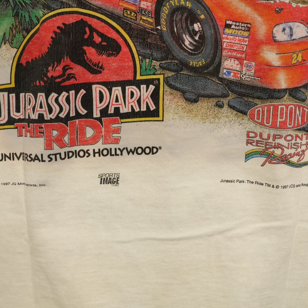 VINTAGE(ヴィンテージ) 90s JURASSIC PARK THE RIDE ジュラシックパーク 両面プリント Tシャツ 半袖カットソー ホワイト