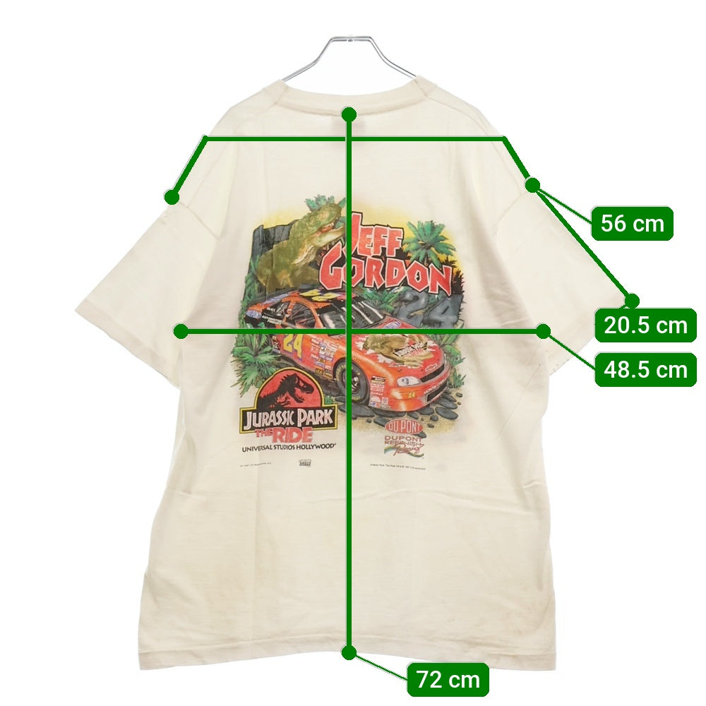 VINTAGE(ヴィンテージ) 90s JURASSIC PARK THE RIDE ジュラシックパーク 両面プリント Tシャツ 半袖カットソー ホワイト