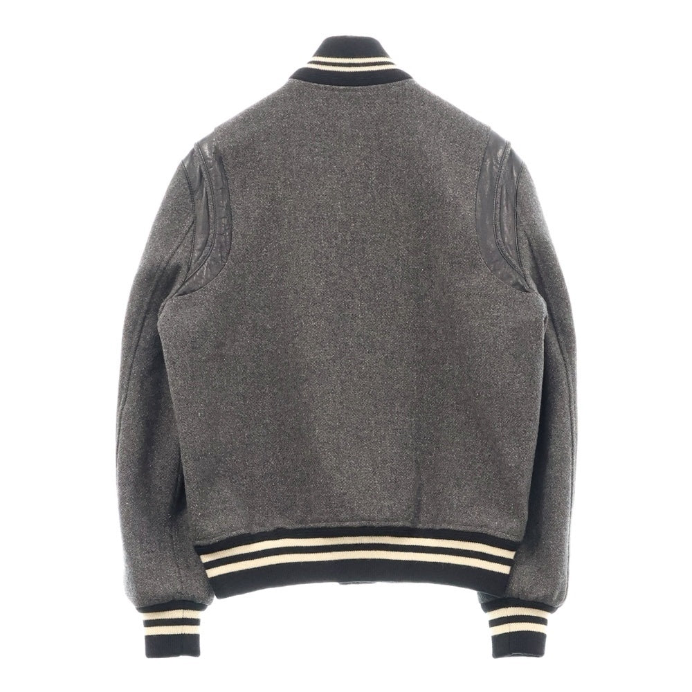 SAINT LAURENT PARIS(サンローランパリ) 14AW レザー切替 テディジャケット スタジャン ブルゾン グレー 354718 Y968F