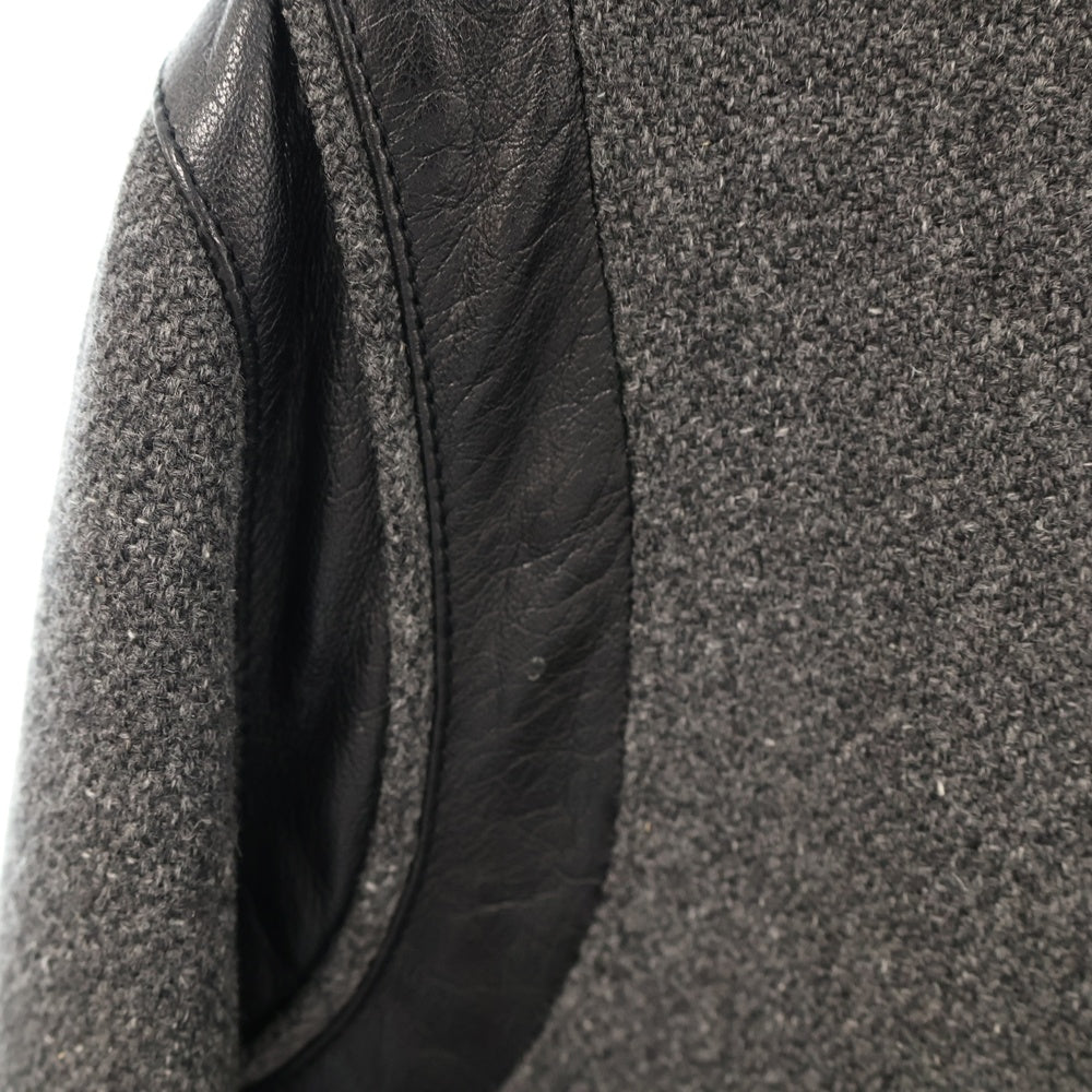 SAINT LAURENT PARIS(サンローランパリ) 14AW レザー切替 テディジャケット スタジャン ブルゾン グレー 354718 Y968F