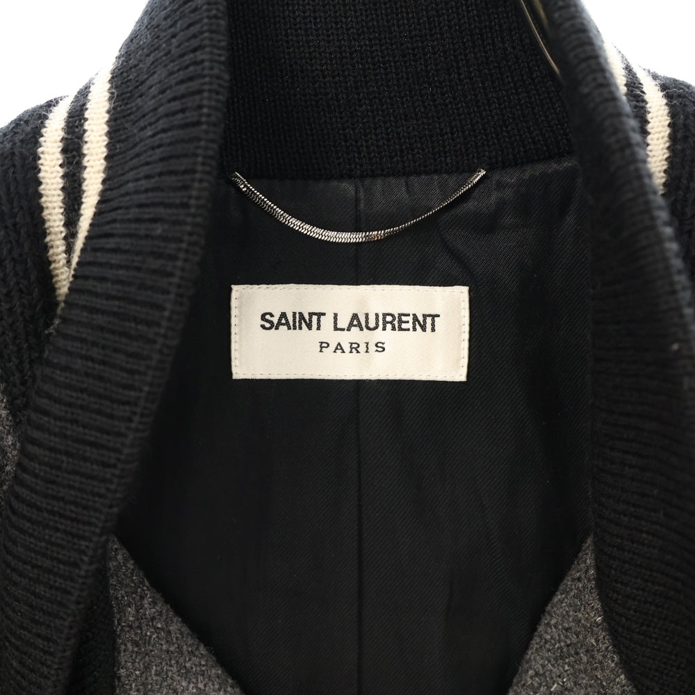 SAINT LAURENT PARIS(サンローランパリ) 14AW レザー切替 テディジャケット スタジャン ブルゾン グレー 354718 Y968F