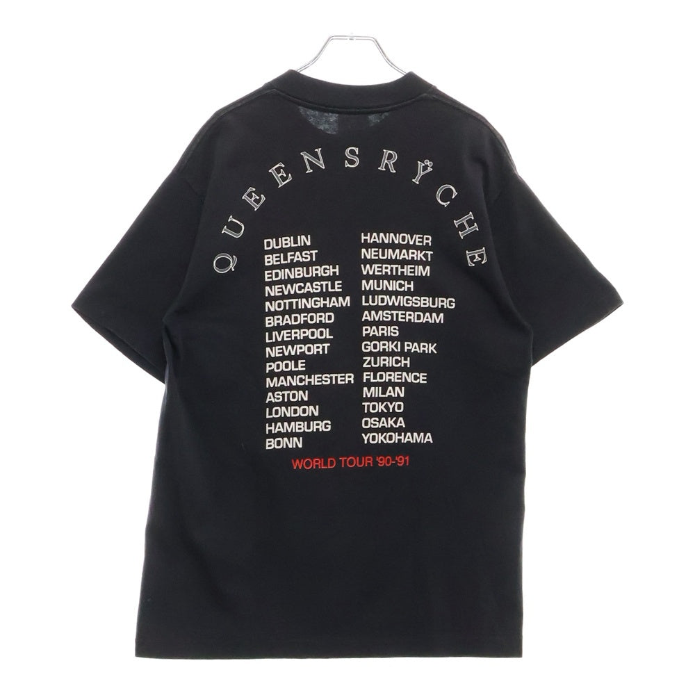 VINTAGE(ヴィンテージ) 90S Queensryche Pushead クイーンズライク パスヘッド 両面プリント 半袖Tシャツ ブラック