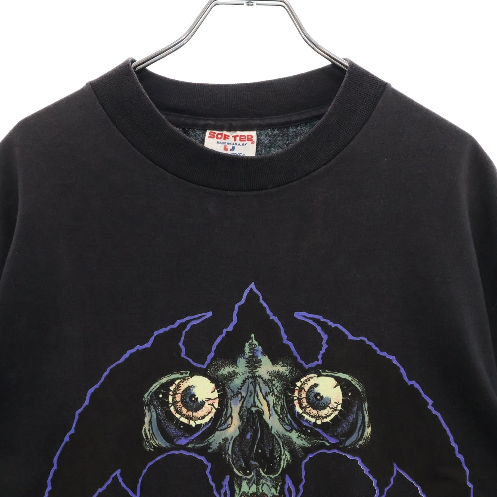 VINTAGE(ヴィンテージ) 90S Queensryche Pushead クイーンズライク パスヘッド 両面プリント 半袖Tシャツ ブラック