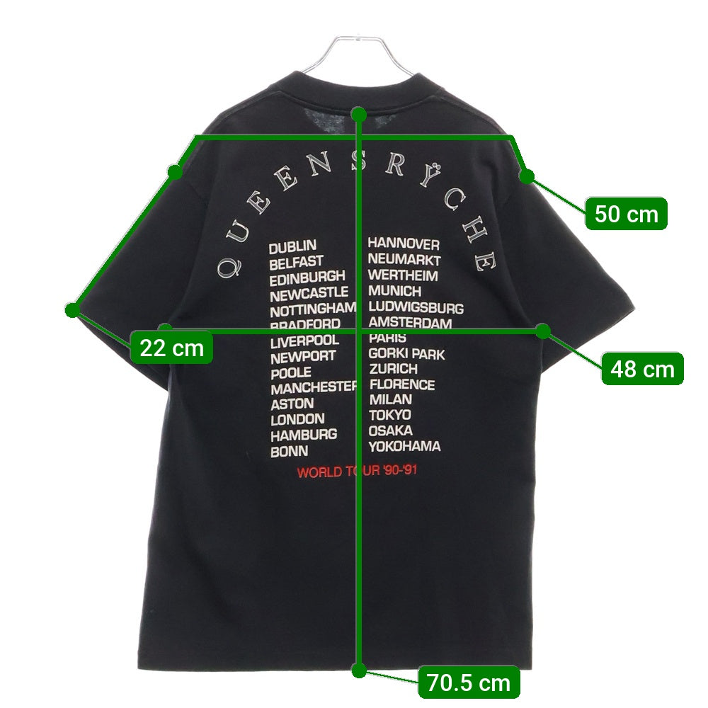 VINTAGE(ヴィンテージ) 90S Queensryche Pushead クイーンズライク パスヘッド 両面プリント 半袖Tシャツ ブラック