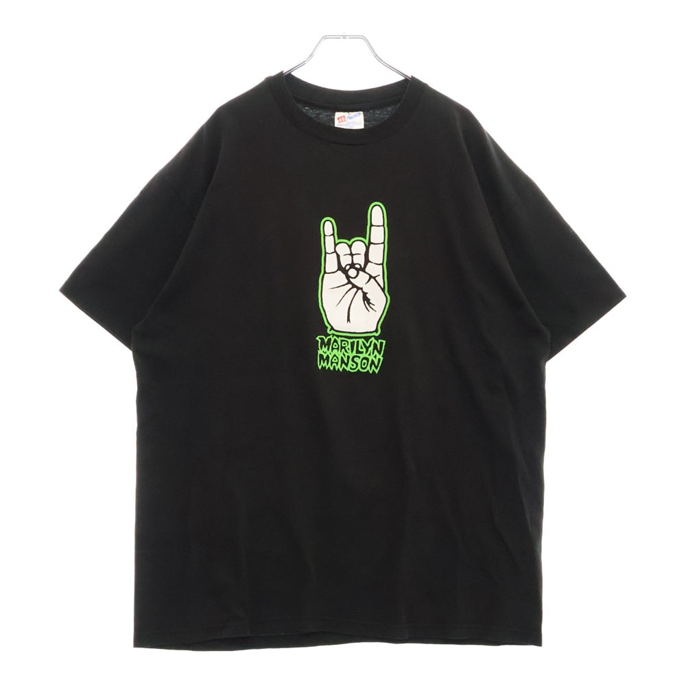 VINTAGE(ヴィンテージ) 90s MARILYN MANSON WE HATE LOVE WE LOVE HATE BACKSTAGE PAAS マリリンマンソン ハンドサイン バックステージパス Tシャツ 半袖カットソー ブラック