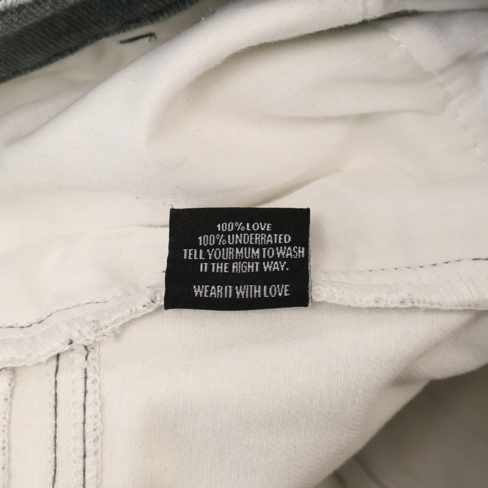 NO/FAITH STUDIOS(ノーフェイスストゥディオス) PRINTED DENIM BEI USED LOOK PRINTED プリント フレア デニム パンツ ブルー