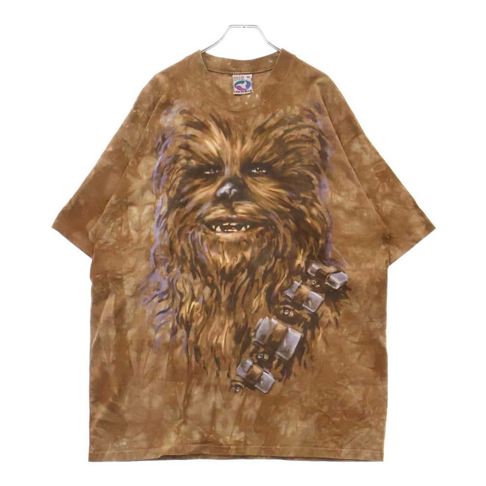VINTAGE(ヴィンテージ) 90S Star Wars Chewbacca LIQUID BLUE リキッドブルー チューバッカ オーバープリント 半袖Tシャツ ブラウン