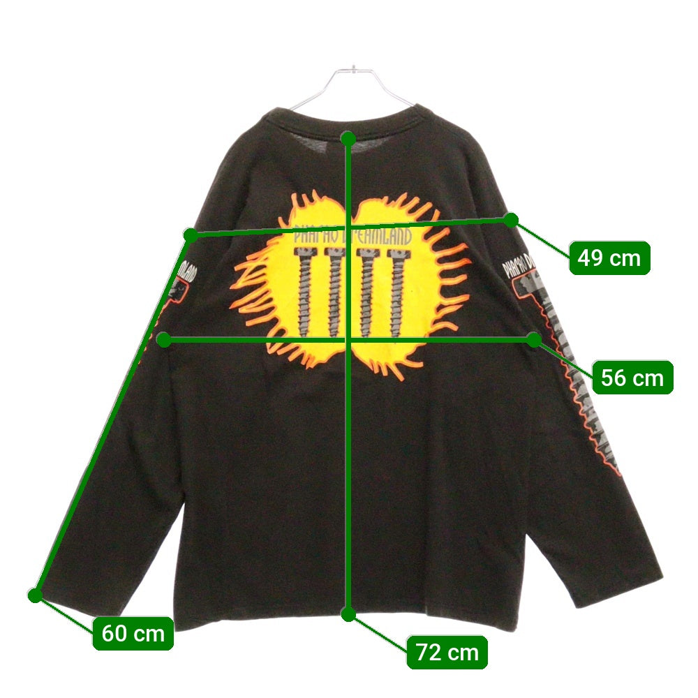 VINTAGE(ヴィンテージ) 90s Pharao Dreamland LS TEE 袖プリント両面長袖Tシャツ 長袖カットソー ブラック