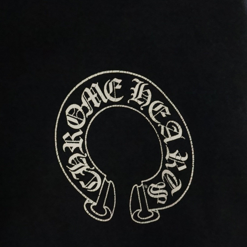 CHROME HEARTS(クロムハーツ) Horseshoe L/S Tee バックホースシュー 袖フローラルクロスプリント プルオーバーパーカー ブラック