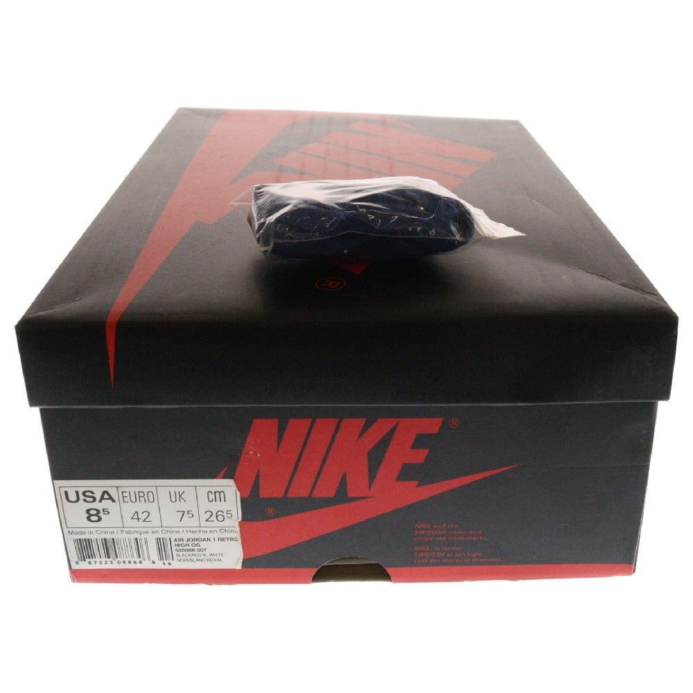NIKE(ナイキ) AIR JORDAN 1 RETRO HIGH OG ROYAL 555088‐007 エアジョーダン1レトロ ロイヤル ハイカットスニーカー ブラック/ブルー US8.5/26.5cm
