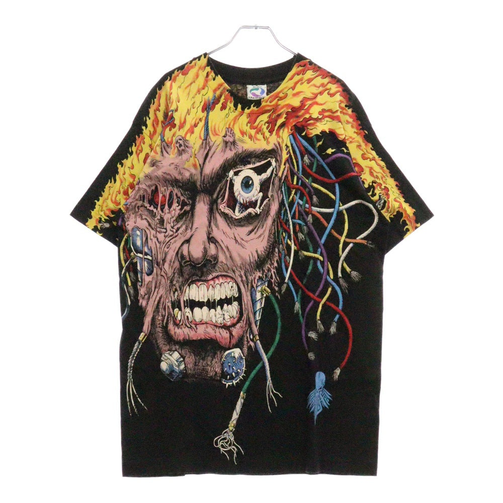 VINTAGE(ヴィンテージ) 90s Marvel Wolverine X-Men Overload Weapon AOP WOLVERINE LIQUID BLUE リキッドブルー ウルヴァリン オーバープリント 半袖Tシャツ ブラック