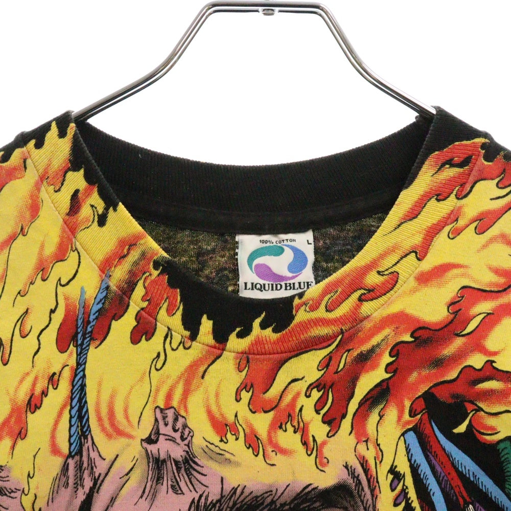 VINTAGE(ヴィンテージ) 90s Marvel Wolverine X-Men Overload Weapon AOP WOLVERINE LIQUID BLUE リキッドブルー ウルヴァリン オーバープリント 半袖Tシャツ ブラック