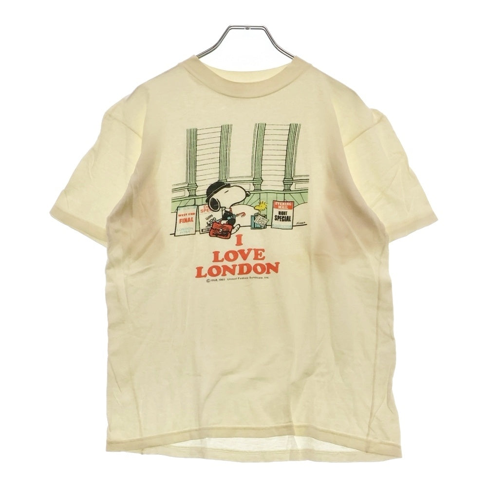 VINTAGE(ヴィンテージ) 80s SNOOPY ILOVE LONDON スヌーピー フロントプリント Tシャツ 半袖カットソー ホワイト