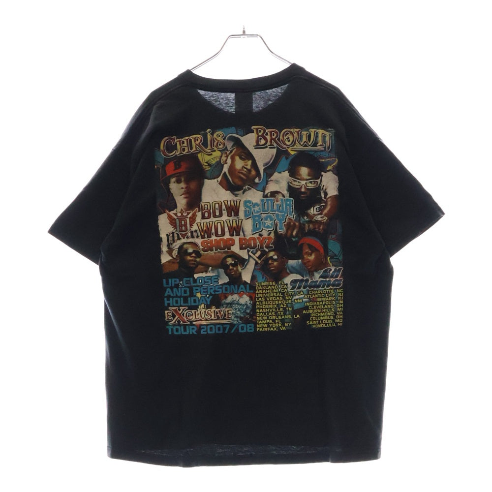 VINTAGE(ヴィンテージ) 90s CHRIS BROWN & BOW TEE フロントプリント半袖Tシャツ カットソー ブラック
