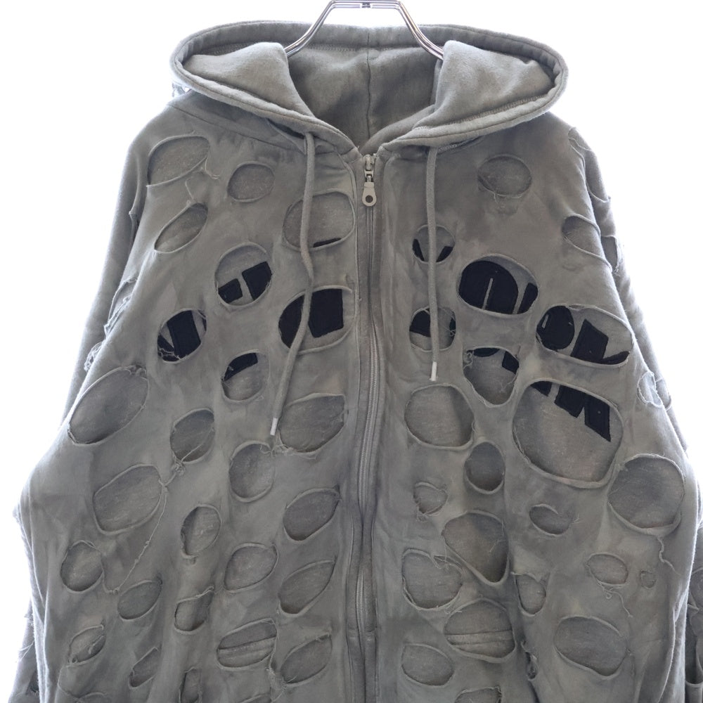 ALEXANDER DIGENOVA(アレキサンダーディジェノバ) 23AW NEW YORK HOODIE FADED デストロイ加工 ジップアプパーカー フーディー グレー