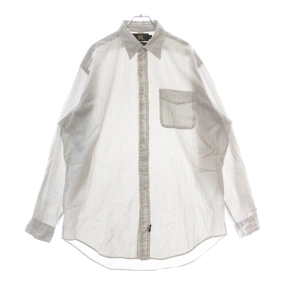 RRL(ダブルアールエル) 90s 三ツ星タグ ストライプ オープンカラー シャツ 長袖シャツ