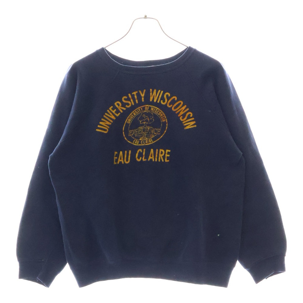 CHAMPION(チャンピオン) 80s トリコタグ前期 ラグランスリーブ スウェット 3段プリント ネイビー