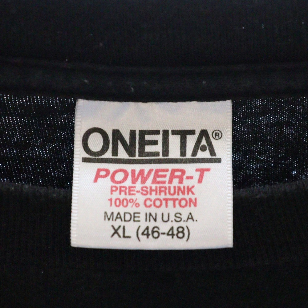 VINTAGE(ヴィンテージ) 90s Hole OVAL LOGO LS ONEITA ホール フロントプリント長袖Tシャツ 長袖カットソー ブラック