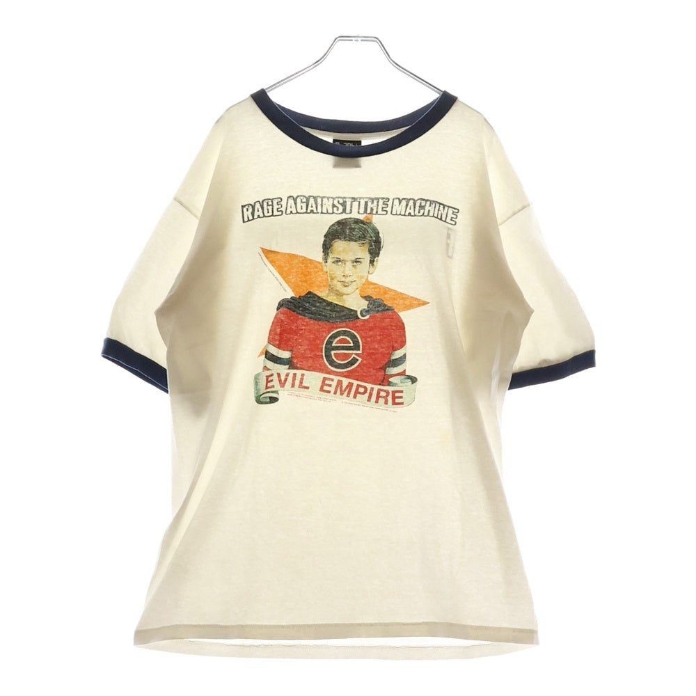 VINTAGE(ヴィンテージ) 90s RAGE AGAINST THE MACHINE EVIL EMPIRE RINGER レイジアゲインストザマシーン イービル・エンパイア リンガー Tシャツ 半袖カットソー ホワイト