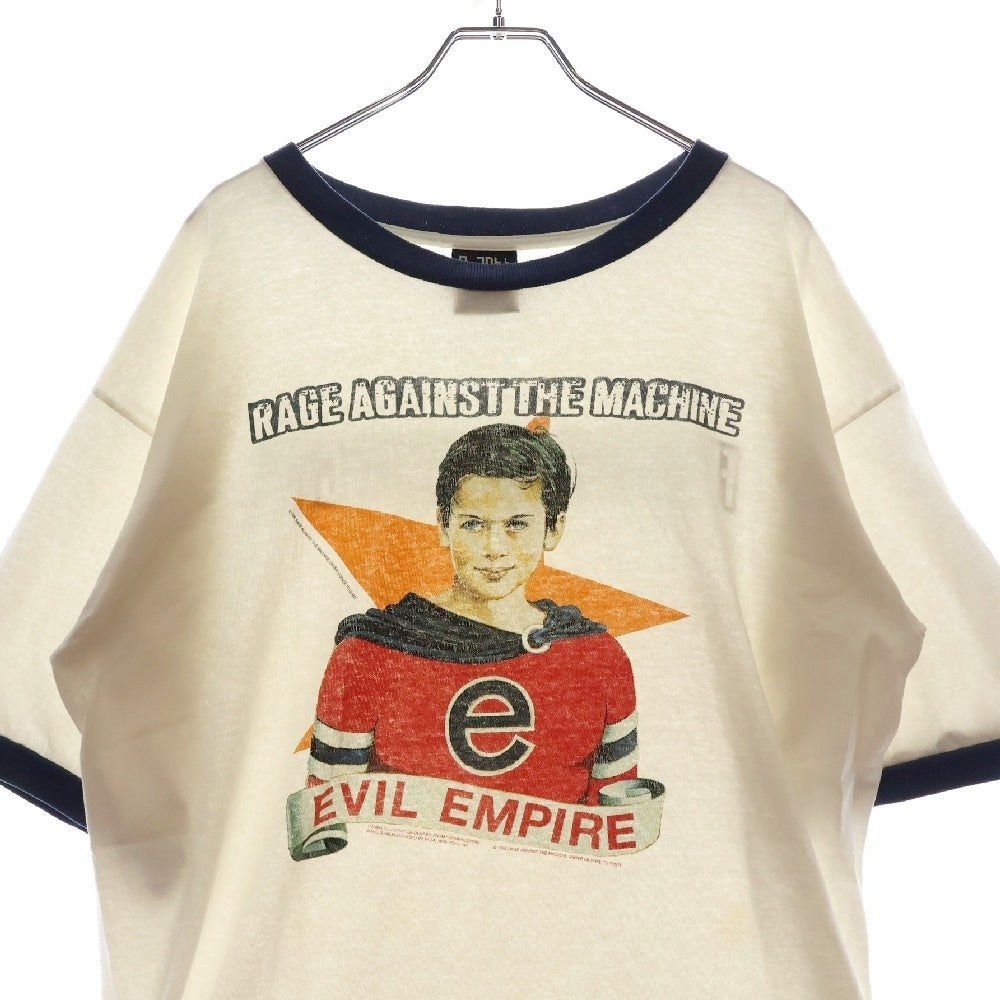 VINTAGE(ヴィンテージ) 90s RAGE AGAINST THE MACHINE EVIL EMPIRE RINGER レイジアゲインストザマシーン イービル・エンパイア リンガー Tシャツ 半袖カットソー ホワイト