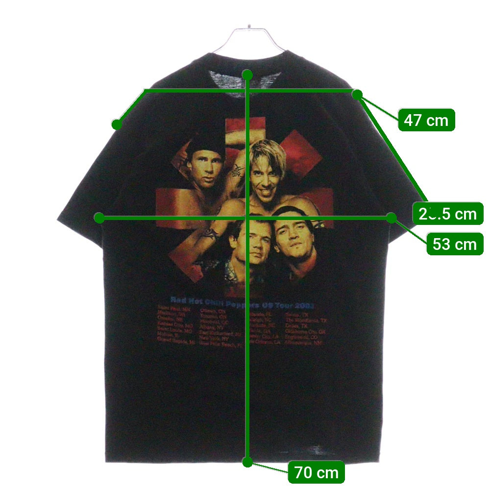 VINTAGE(ヴィンテージ) 00s RED HOT CHILI PEPPERS US Tour 2003 レッドホットチリペッパーズ 両面プリント半袖Tシャツ ブラック