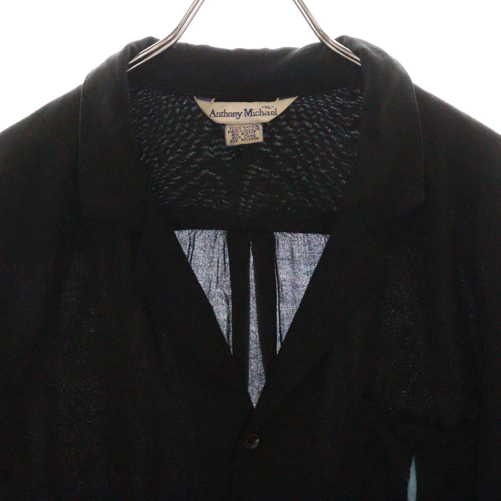 VINTAGE(ヴィンテージ) Anthony Michael オープンカラー レーヨン 半袖シャツ ブラック