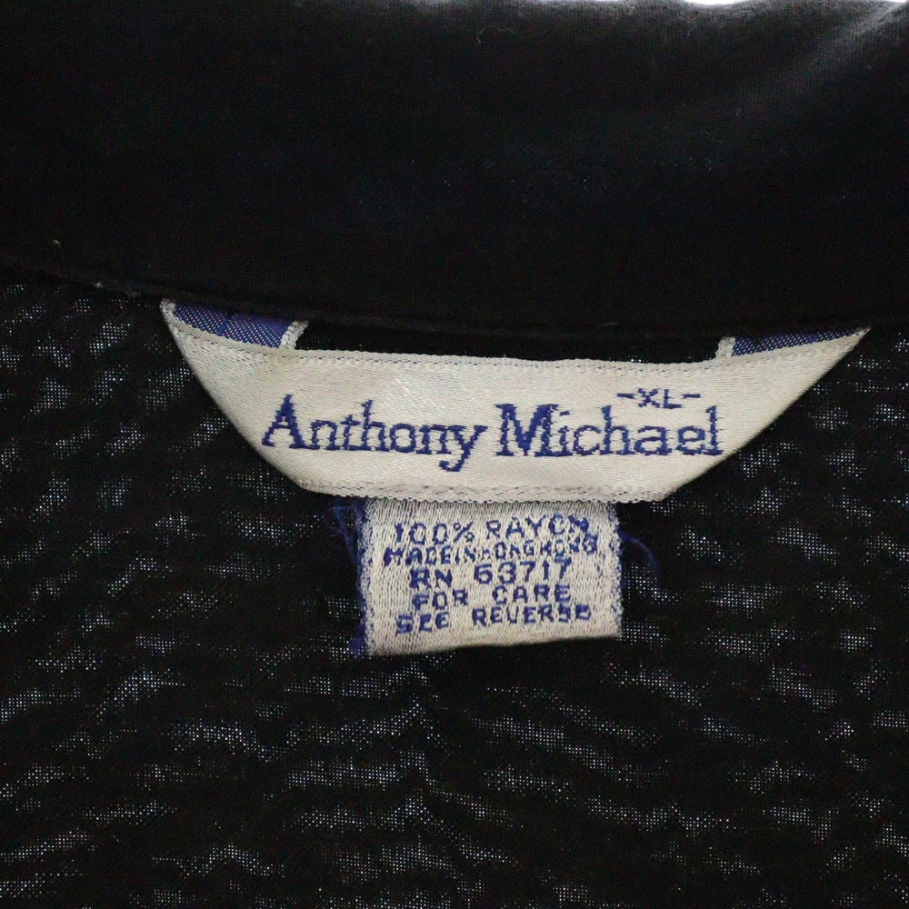 VINTAGE(ヴィンテージ) Anthony Michael オープンカラー レーヨン 半袖シャツ ブラック