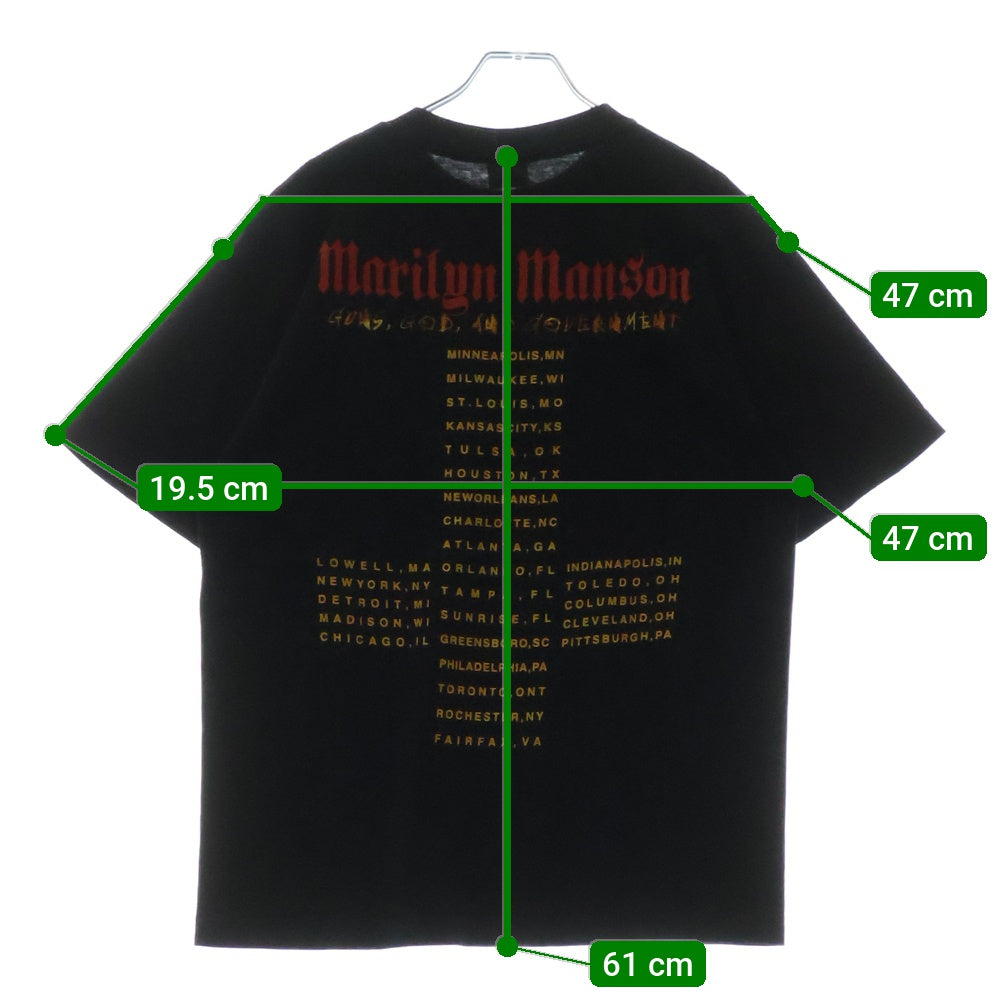 VINTAGE(ヴィンテージ) 00s MARILYN MANSON HOLY WOOD GUNS GOD AND GOVERNMENT TEE マリリンマンソン 両面プリント半袖Tシャツ カットソー ブラック