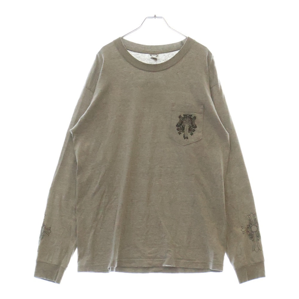 CHROME HEARTS(クロムハーツ) OLD OLD Dagger logo L/S Tee オールドモデル ダガーロゴプリント長袖Tシャツ 長袖カットソー グレー