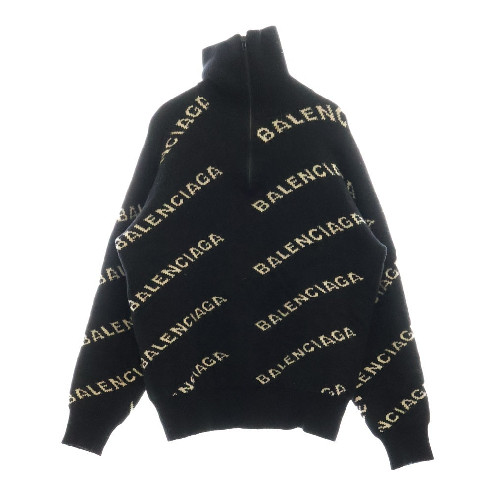 elle★断捨離中 BALENCIAGA バレンシアガ 総柄 ロゴ BALENCIAGA(バレンシアガ) ロゴ総柄 ハーフジップ ハイネック