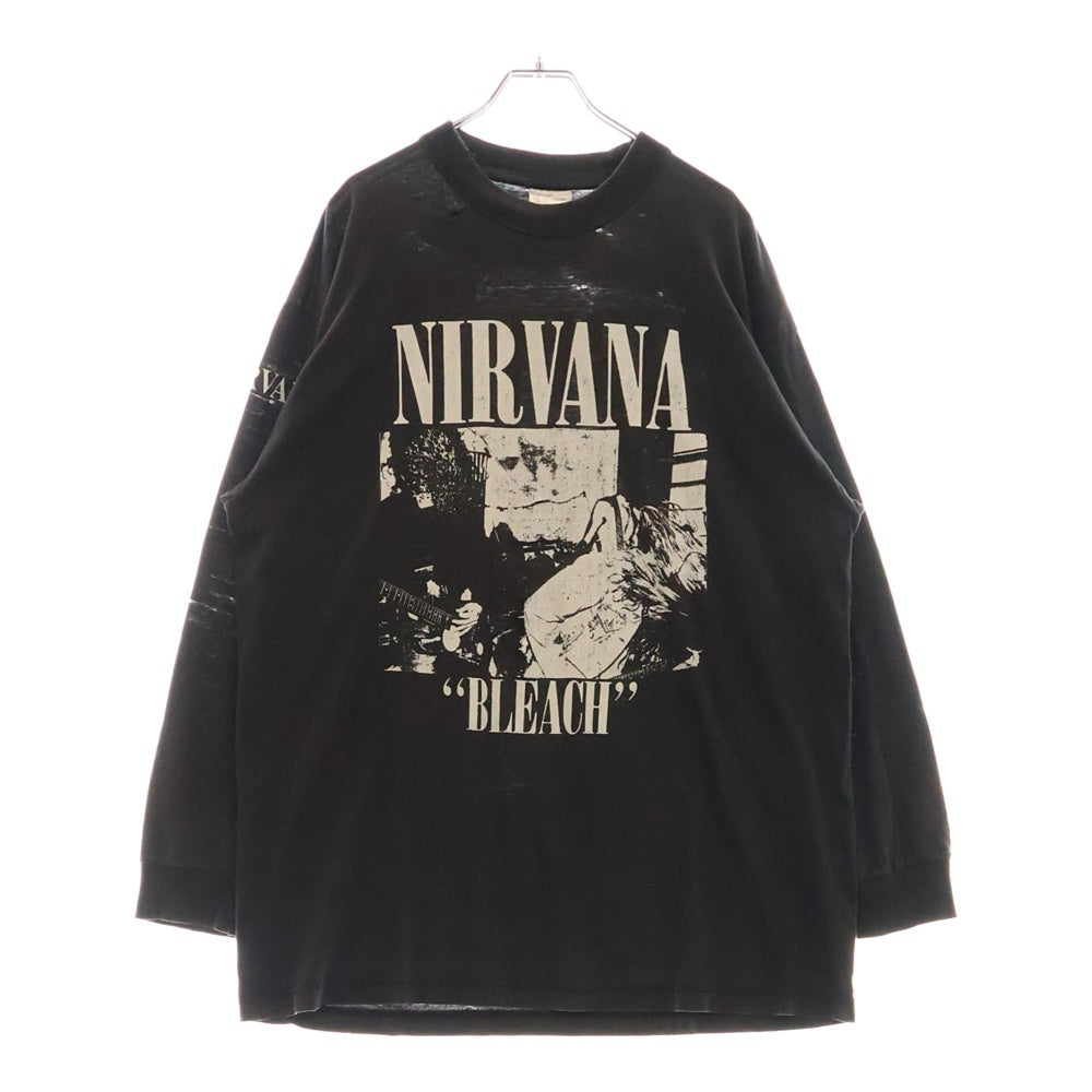VINTAGE(ヴィンテージ) NIRVANA BLEACH EURO LS TEE ニルヴァーナ ブリーチ ユーロ 両面プリント長袖Tシャツ 長袖カットソー ブラック
