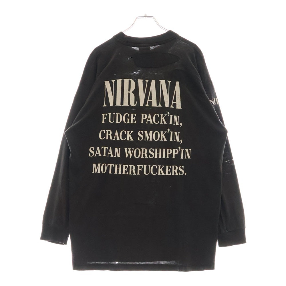 VINTAGE(ヴィンテージ) NIRVANA BLEACH EURO LS TEE ニルヴァーナ ブリーチ ユーロ 両面プリント長袖Tシャツ 長袖カットソー ブラック