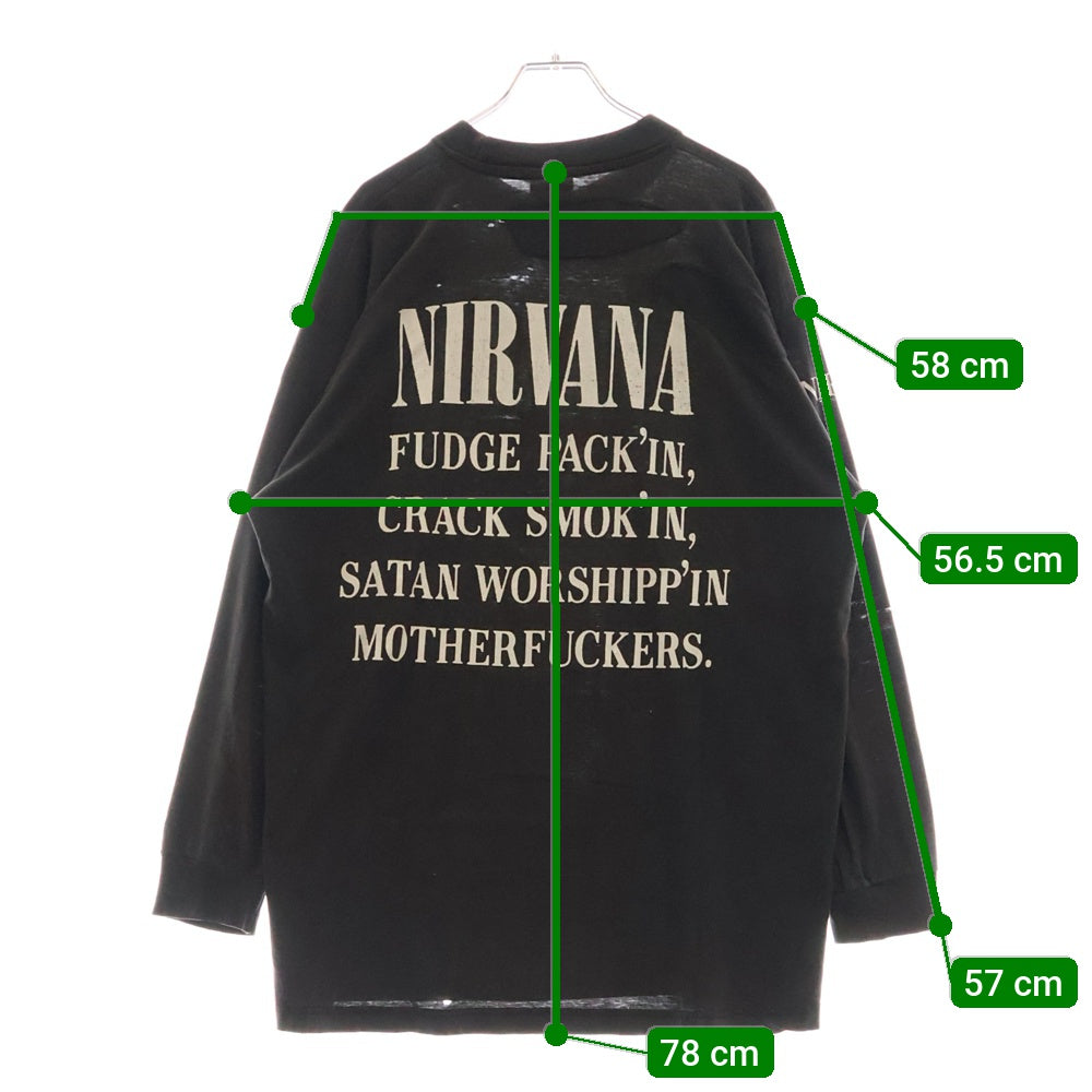 VINTAGE(ヴィンテージ) NIRVANA BLEACH EURO LS TEE ニルヴァーナ ブリーチ ユーロ 両面プリント長袖Tシャツ 長袖カットソー ブラック